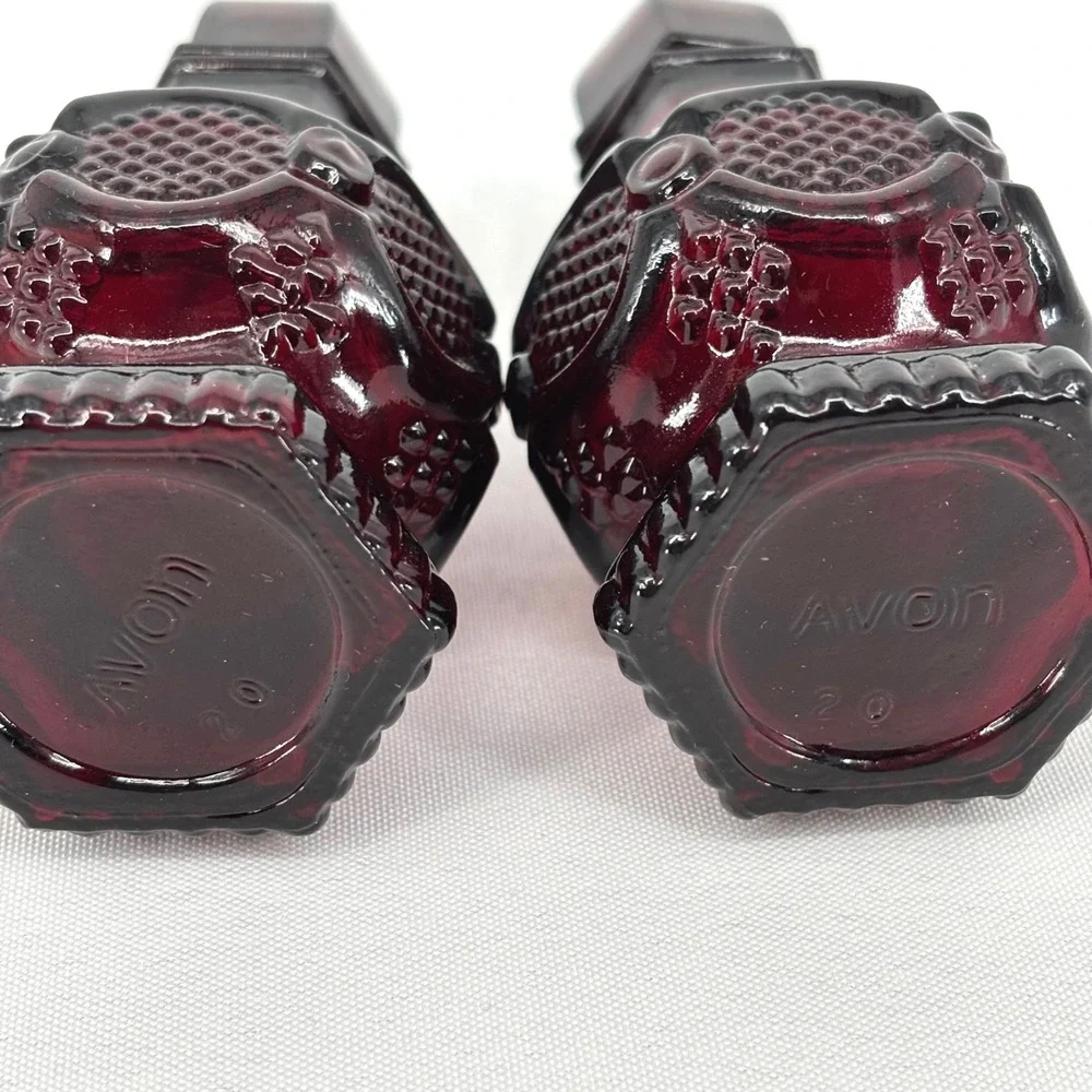 Avon 1876 Cape Cod Collection Ruby Red Glass Salt and Pepper Shakers Set Boxed
